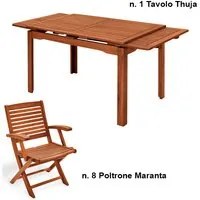 Set Pranzo Da Giardino Con Tavolo Thuja E N.8 Poltrone Maranta