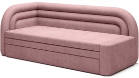 Divano rosa allungabile/con contenitore con penisola a sinistra e rivestimento in ciniglia 223 cm Fabillo – ELTAP