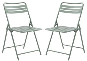 Sedia da giardino in acciaio pieghevole Cafe, seduta in acciaio verde, set da 2 pezzi