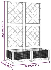 Fioriera da Giardino e Graticcio Grigio Scuro 80x40x121,5 cm PP