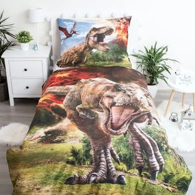 Set copripiumino e federa da bambini in cotone per letto singolo 140x200 cm Jurassic World "Volcano" – Jerry Fabrics