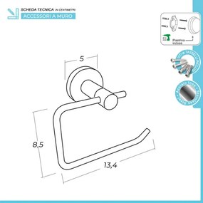 Portarotolo carta igienica a muro in acciaio inox satinato Galassia