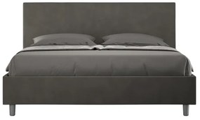 Letto contenitore da 160x190 in microfibra grigio Adele