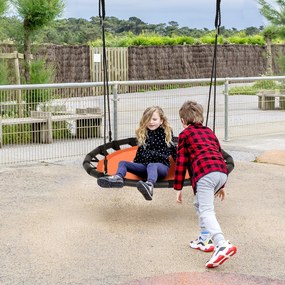Costway Altalena 100 cm con altezza regolabile per bambini e adulti, Altalena rotonda per interno ed esterno, Arancione