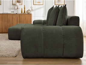 Divano angolare verde allungabile e con contenitore (penisola a sinistra/chaise lounge) con rivestimento in ciniglia Everest – Bobochic Paris