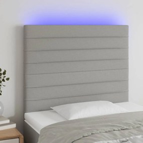 Testiera A Led Grigio Chiaro 100x5x118/128 Cm İn Tessuto /
