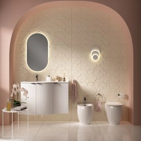 Mobile sottolavabo e lavabo Onda per vasca a sinistra bianco opaco L 104 x H 70 x P 51 cm