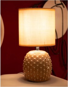 Lampada da tavolo color pesca in ceramica con paralume in tessuto (altezza totale 27 cm) Pontus – Mauro Ferretti