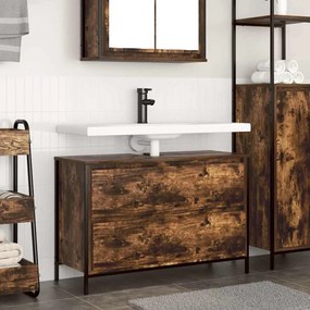 Mobile Lavabo Da Bagno Con Cassetti Rovere Fumo 90x34,5x60 Cm /