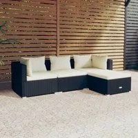 Set Divani da Giardino 4 pz con Cuscini in Polyrattan Nero cod mxl 35606