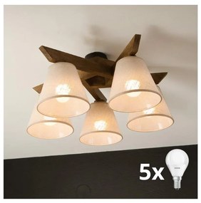 Brilagi - Lampadario LED ANTHONY 5xE14/40W/230V rovere/noce/beige