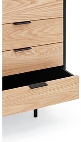 Cassettiera bassa nera-colore naturale effetto rovere 159x80 cm Sierra – Teulat