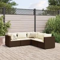 Set Divani da Giardino 5 pz con Cuscini Marrone in Polyrattan 3308121