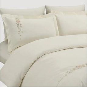 Set copripiumino e federa color crema in raso di cotone per letto singolo con lenzuolo incluso/6 pezzi 140x200 cm Maison Bloom – Mila Home Luxury