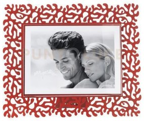 Portafoto di design corallo grande orizzontale rosso in ferro e pol...