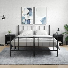 Comodini 2pz Neri 40x35x50 Cm İn Legno Multistrato /