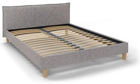 Letto matrimoniale imbottito grigio con griglia 180x200 cm Tina - Ropez