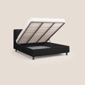 Emma letto contenitore con cuscini mobili in microfibra smacchiabile T11 nero