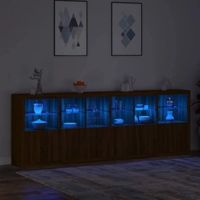 Credenza con luci led rovere marrone 283x37x100 cm