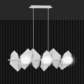 Lampadario Minimal Parvati Acciaio Bianco 6 Luci E14 Ip20