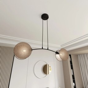 Lampadario a Sospensione MOTIF 2 In Acciaio e Tessuto 2xE27