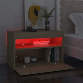 Comodini con Luci LED 2 pz Rovere Sonoma 60x35x40 cm