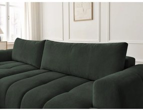 Divano angolare verde allungabile e con contenitore (penisola a sinistra/chaise lounge) con rivestimento in ciniglia Fuji – Bobochic Paris