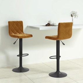 Sgabelli Da Bar 2 Pz Marroni İn Velluto /