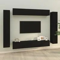 Set Mobili Porta TV 8pz Nero in Legno Multistrato 3114295