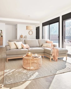Kave Home - Divano Mihaela 3 posti con chaise longue destra in shearling grigio 264 cm