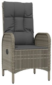 Set da pranzo da giardino 5 pz con cuscini in polyrattan grigio