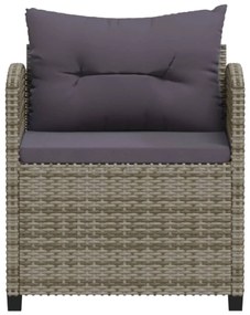 Set Divani da Giardino 7 pz con Cuscini in Polyrattan Grigio