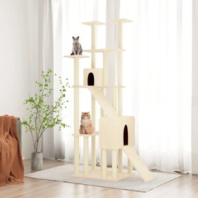 Albero Per Gatti Con Tiragraffi İn Sisal Crema 190 Cm /