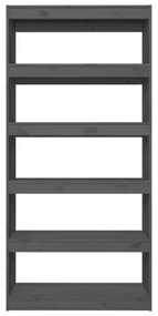 Libreria/divisorio grigio 80x30x167,4 cm in massello di pino