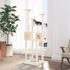 Albero Per Gatti Con Tiragraffi İn Sisal Crema 167 Cm /
