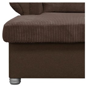 Chaise longue marrone scuro con rivestimento in velluto a coste Lord – Ropez