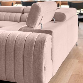 Divano angolare rosa allungabile/con contenitore (con penisola a sinistra/a U) Louis – ELTAP