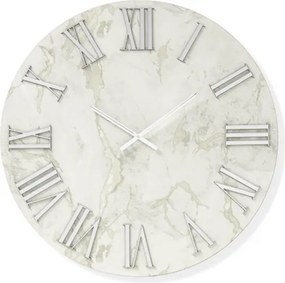 Orologio HAROLD rotondo D60 cm in legno rivestito con parato Argento