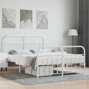 Giroletto Con Testiera E Pediera Metallo Bianco 140x200 Cm /