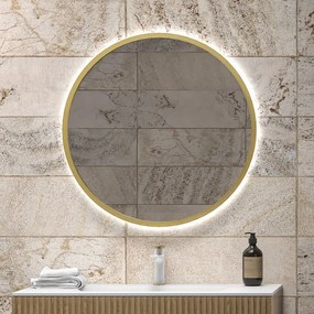 Specchio tondo led retroilluminato 80 cm cornice oro | KAM-S8000G - KAMALU