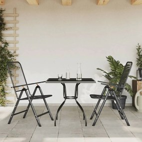 Set Da Pranzo Da Giardino 3pz Antracite İn Rete Metallica /