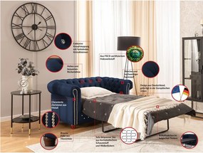 Divano blu allungabile con rivestimento in velluto 148 cm York Blik – Ropez