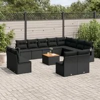 Set Divani da Giardino 13pz con Cuscini Nero in Polyrattan 3257140