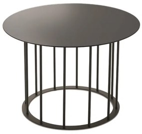 Tavolino tondo D60 cm con base in metallo Nero e piano in vetro Fumč MUTE