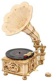 RoboTime - 3D puzzle meccanico in legno Grammofono (electric drive)