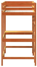 Letto soppalco con scrivania marrone cera 100x200 cm legno pino