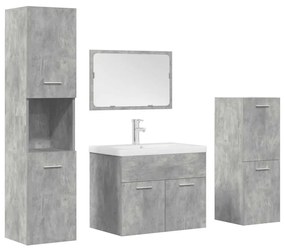 Set Mobili Da Bagno 5 Pz Grigio Cemento İn Legno Multistrato /