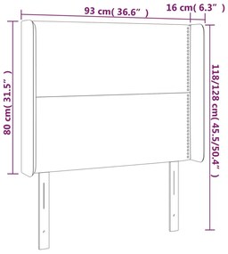 Testiera ad Orecchio Grigio Chiaro 93x16x118/128 cm in Tessuto