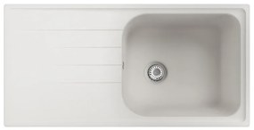Lavello sopratop 1 vasca con gocciolatoio laterale destro o sinistro DELINIA Elbe quarzo L 50 x L 100 cm bianco