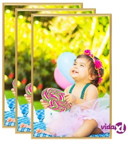 vidaXL Cornici Foto Collage 3 pz da Tavolo Oro 10x15 cm in MDF